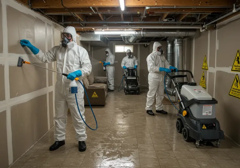 Basement Moisture Removal and Structural Drying process in Crooksville, OH